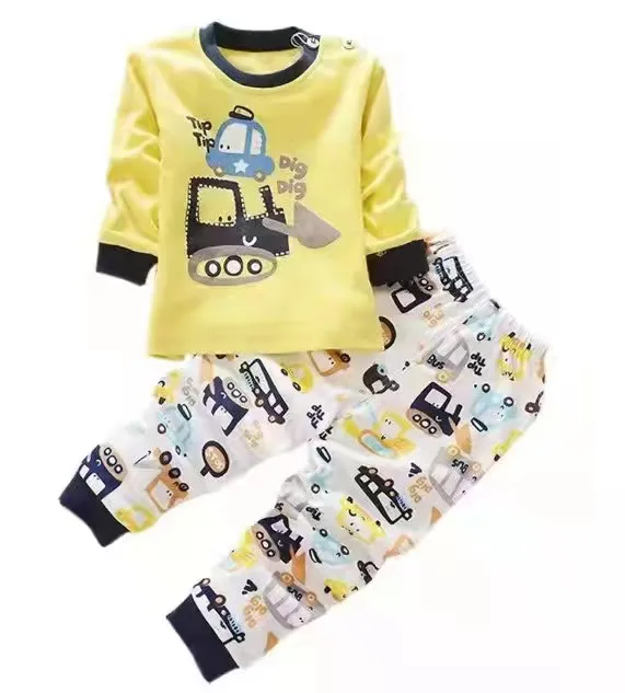 

Children's cotton long Johns suit cheap BOY's and girl's pyjamas 100% cartoon baby underwear two-piece set, Pic shows