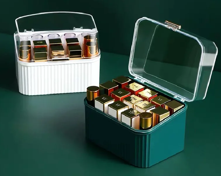 

2021 New Party Woman Supermom Mini Lipstick Organizer Girl Fashion Matte Lipstick Container Green White Lipstick Holder Box