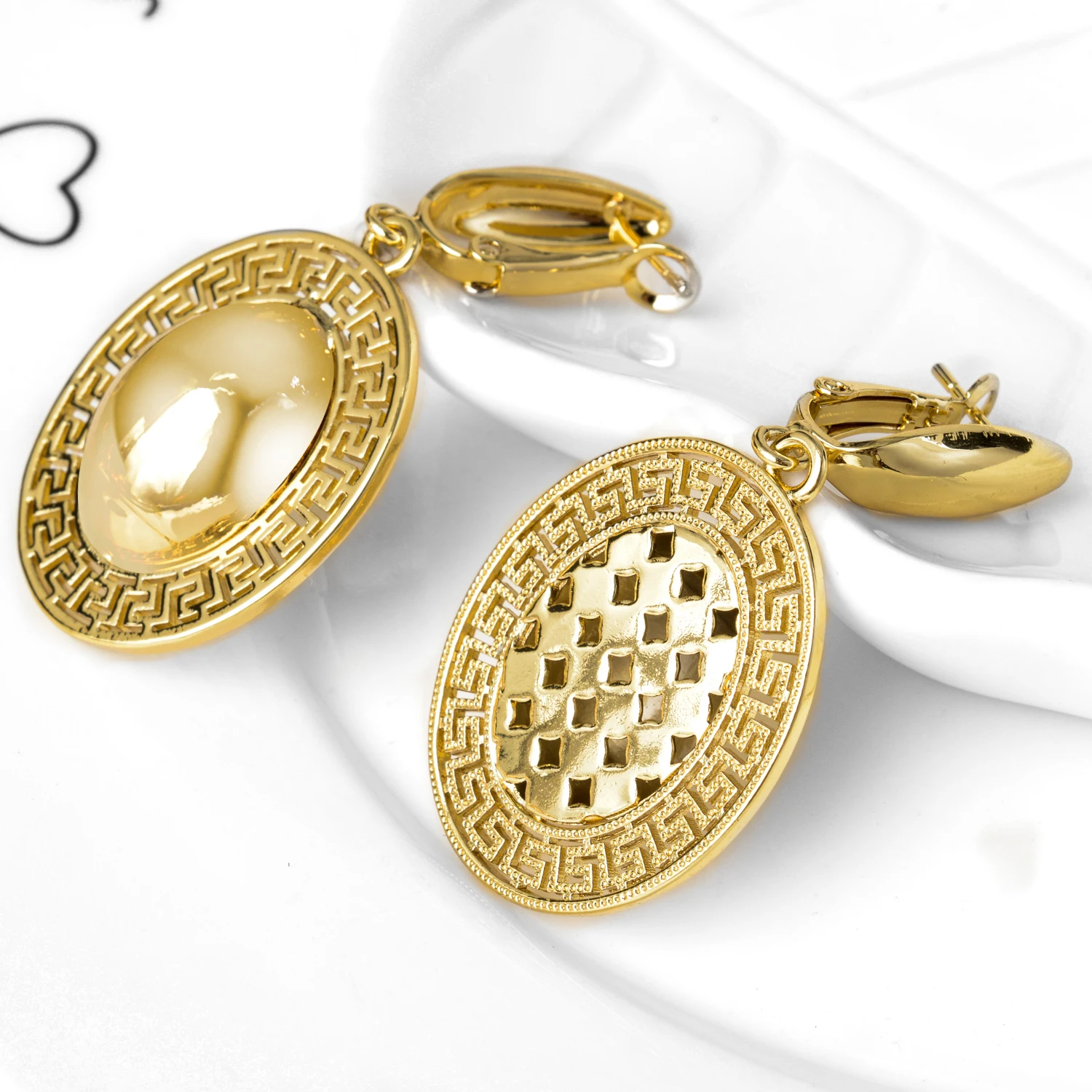 

Dubai Popular jewelry high quality copper Women wedding party geometric gold plated earrings
