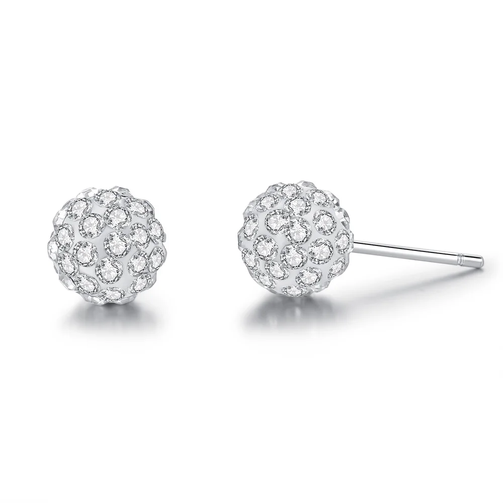 

New Fashion Korean Beautiful Shambhala Ball Earrings Full Zircon Diamond Crystal Ball Stud Earrings For Women