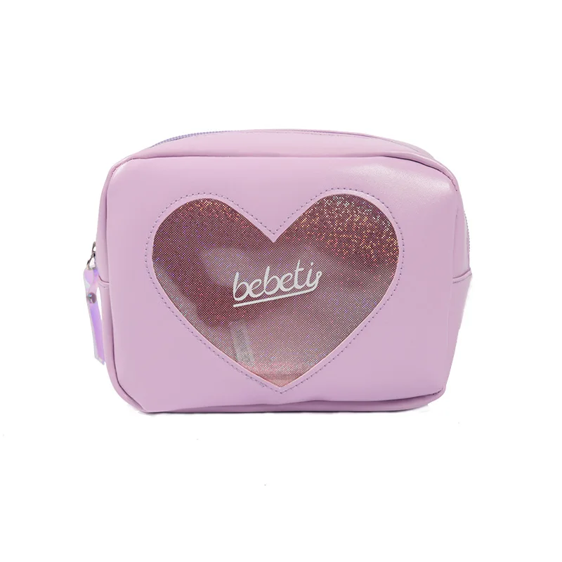 

Customized logo fashion love heart shape design pvc cosmetic bags for girl make up bag cosmetic bag pvc