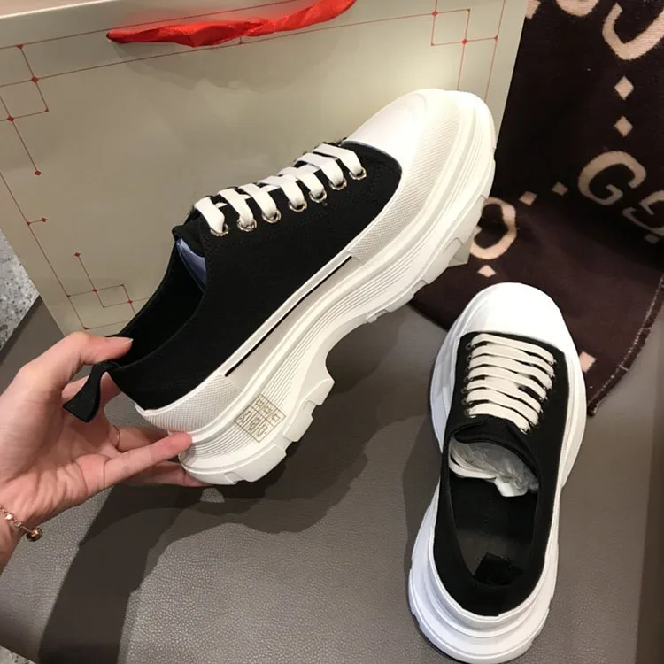 

A Queen Original Luxury White Flat Platform Casual Breathable Designer Custom Shoes Women's Canvas Sneakers