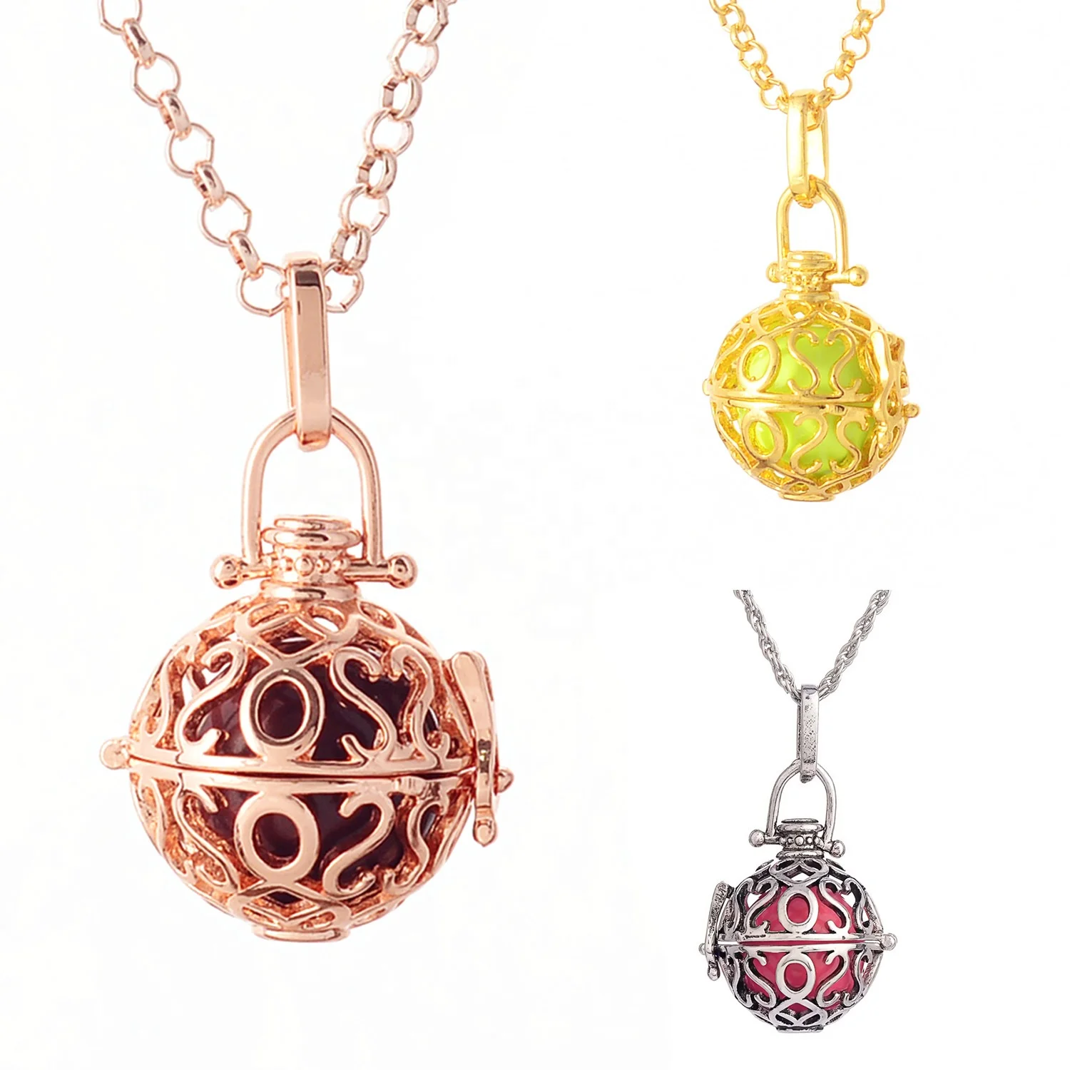 

Wholesale Fashion Round Locket Pendant Necklace Aroma Diffuser Lockets Essential Oil Necklaces for Women Pregnant
