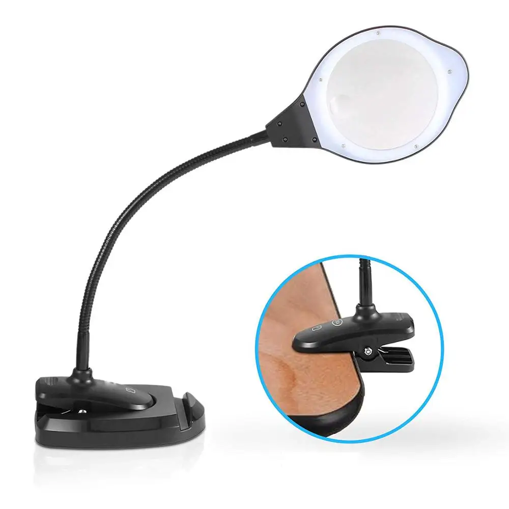 

DH-88006 High Quality Custom Table Magnifying Glass Lamp, Large Plastic Lens Reading Magnifier With Led Light, Silver,black...all color avaliable