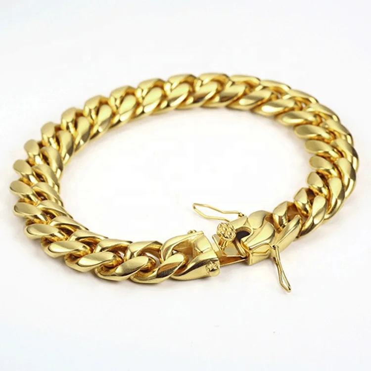 

China factory direct sale 6mm to 18mm14K18K gold-plated necklace Miami stainless steel jewelry set Cuban chain necklace, Silver gold