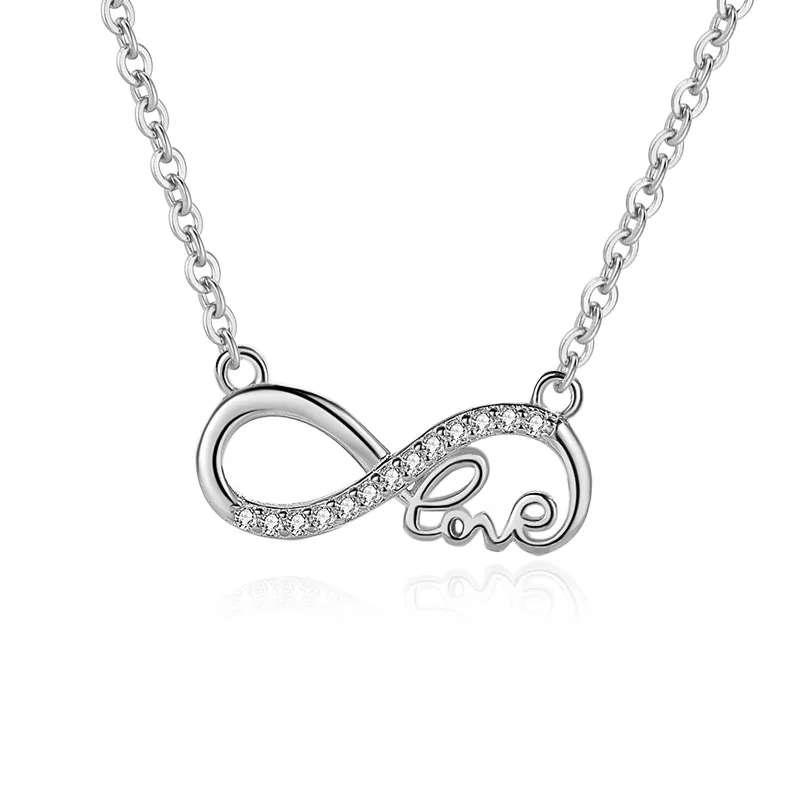 infinity pendant sterling silver love necklace women sterling silver 925 zircon jewelry wholesale