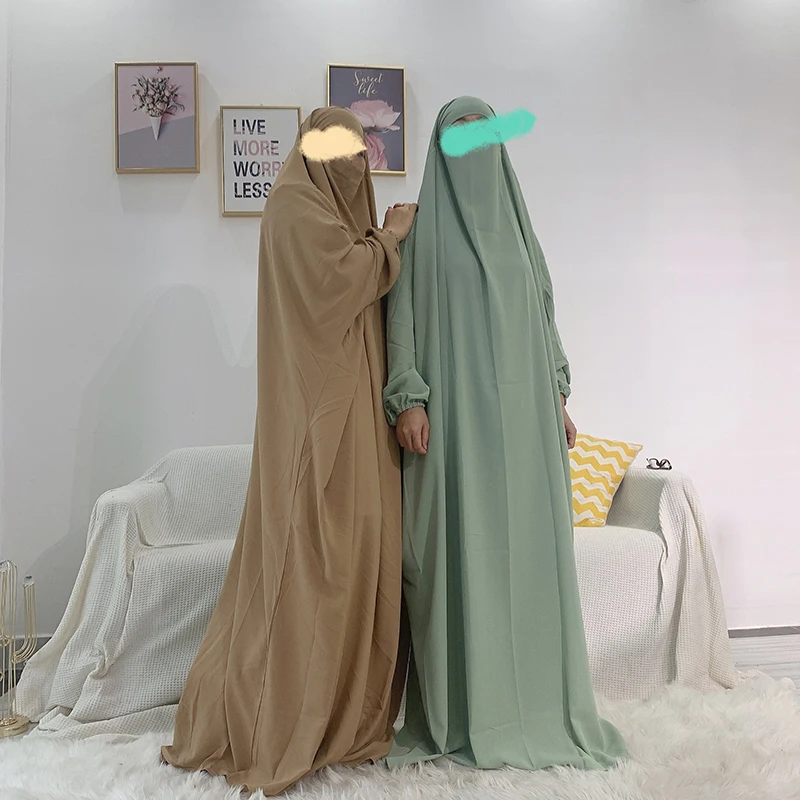 

Dubai EID Muslim Prayer Abaya with Hijab Plus Size Thobe One Piece Modest Abaya Dress Jilbab Islamic Clothing, 10 colors in stock accepted customzied design