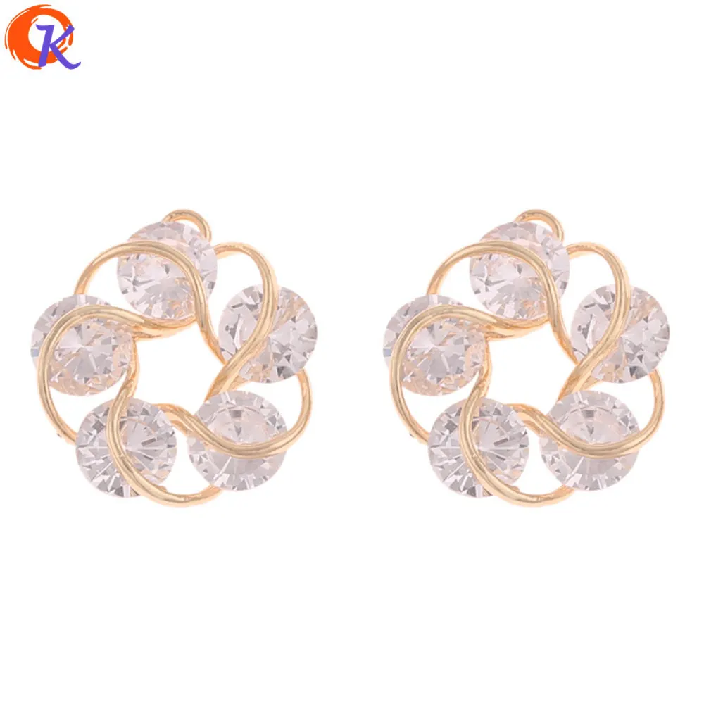 

Jewelry Accessories Cordial Design 10Pcs 14*15MM Jewelry Accessories Zircon Earrings Part DIY Making Genuine Gold Plating Hand