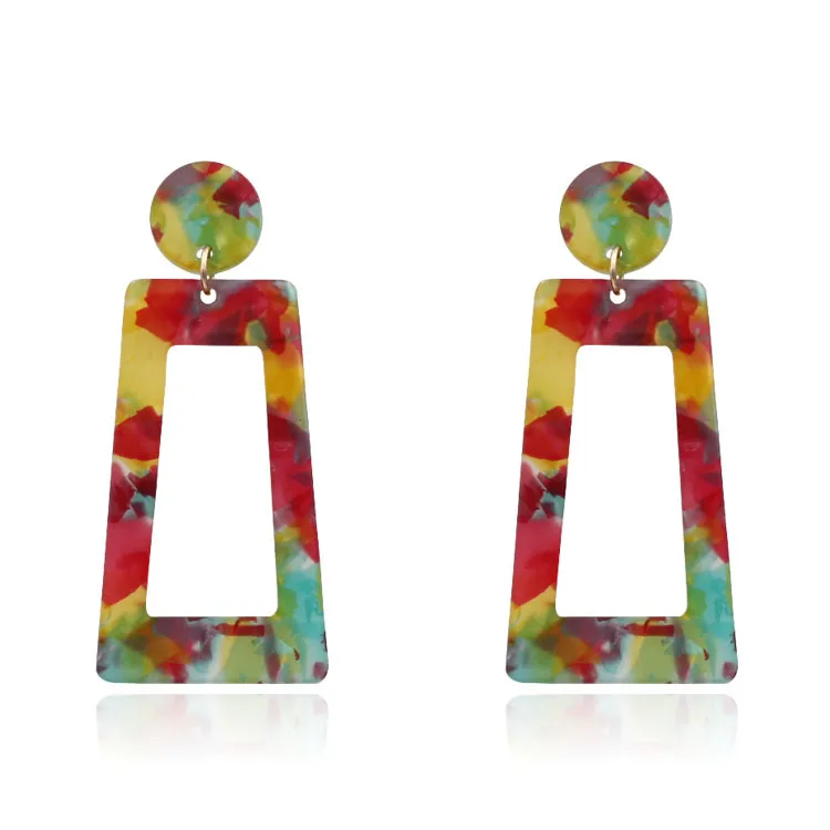 

Fashion jewelry earrings Long trapezoidal earrings Women's color leopard print plastic acrylic exaggerated earrings