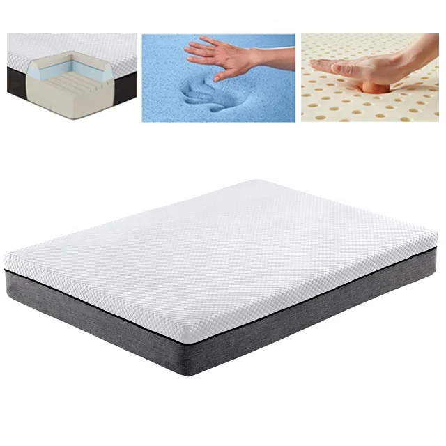 

OEM cheap price 10 inch / 25cm roll up full queen size natural latex cool gel vacuum roll mattress in a box