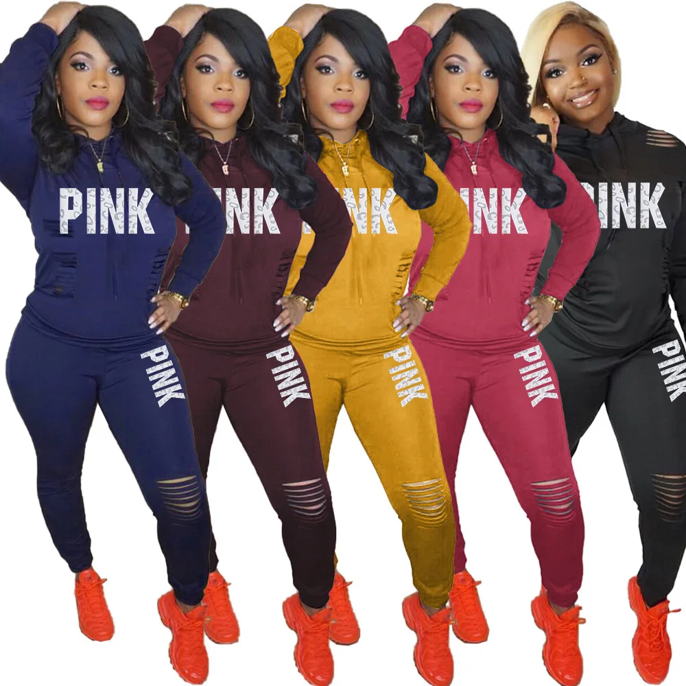 

CTS1062 wholesale womens two piece hoodie set pink womans clothing 2 piece two piece set women sets, Picture color