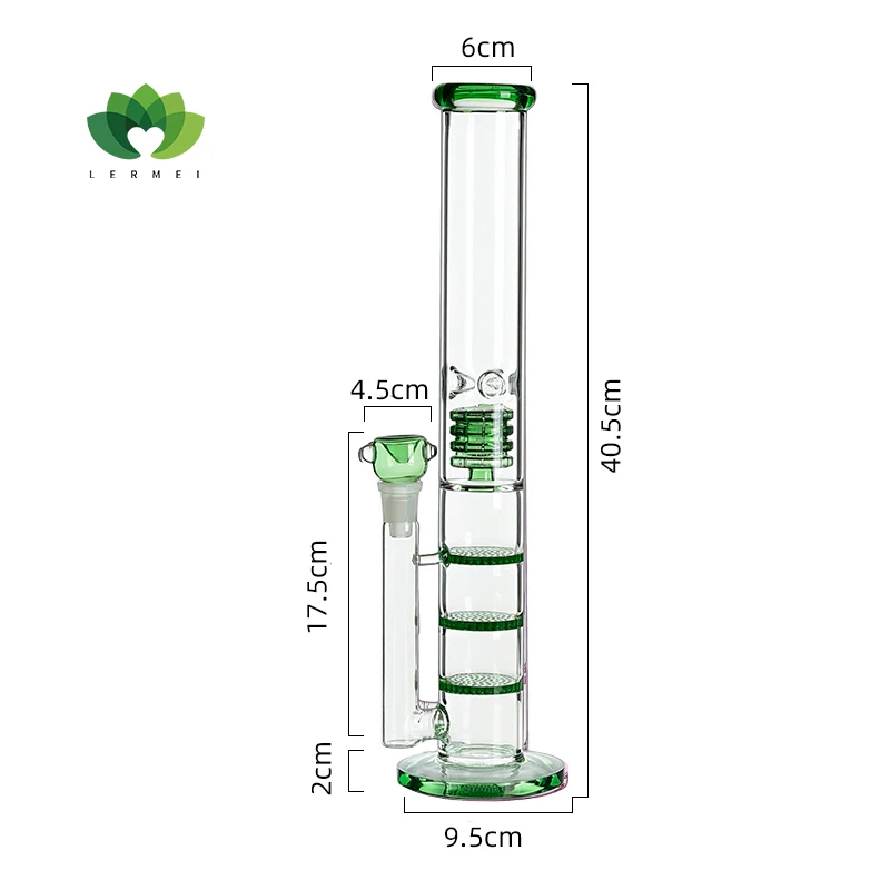 

Custom 2020 latest straight tube type green glass shisha for women smoking
