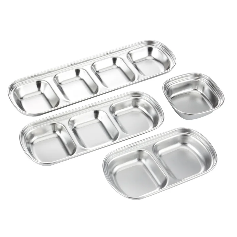 

Stainless Steel Pepper Roast Meat Sauce Dishes Bowl Food Seasoning Tray Separate Sushi Vinegar Soy Plates Tableware, Silver/gold