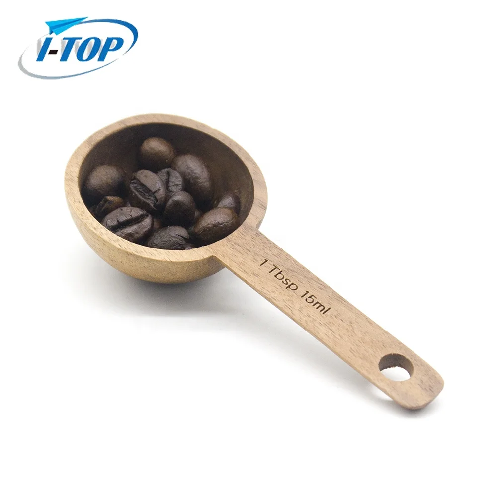 

Wholesale Novelty custom Logo Mini Small Bamboo Wooden Coffee Bean Tea Measuring Spoon