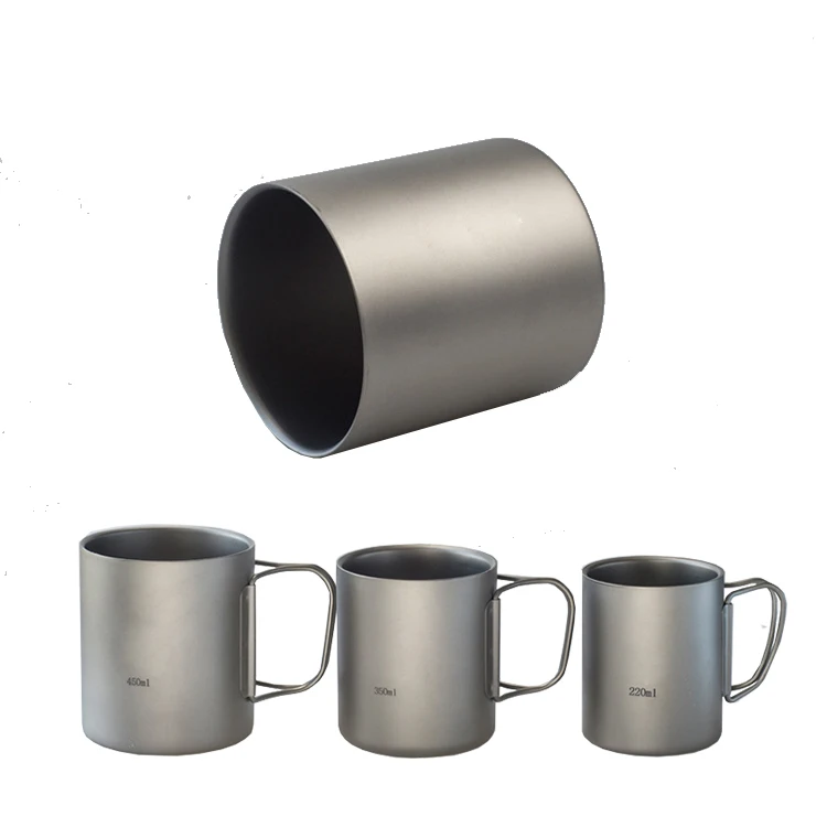 

best price of 600ml Titanium cup with double Decker titanium mugs, Silver