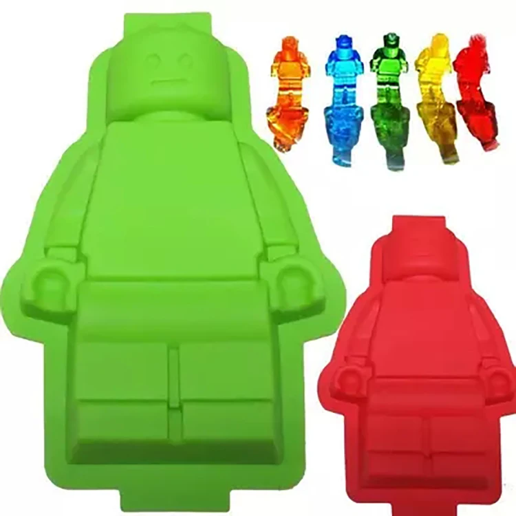 

Durable Easy to Release Robot Shaped Silicone Ice Cube Tray For Making Cake Mold Candy Soft Sweets Chocolate Mold, Red,yellow,green,dark blue,sky blue