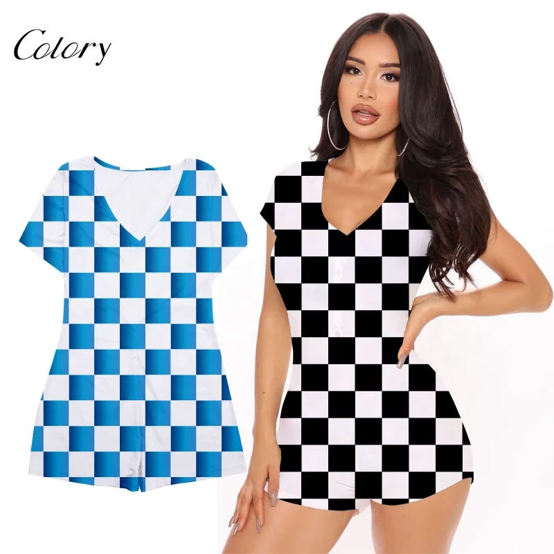 

Colory Adult Short Sleeve Onesie Summer Cotton Shorts Silk Sleepwear For Women, Picture shows