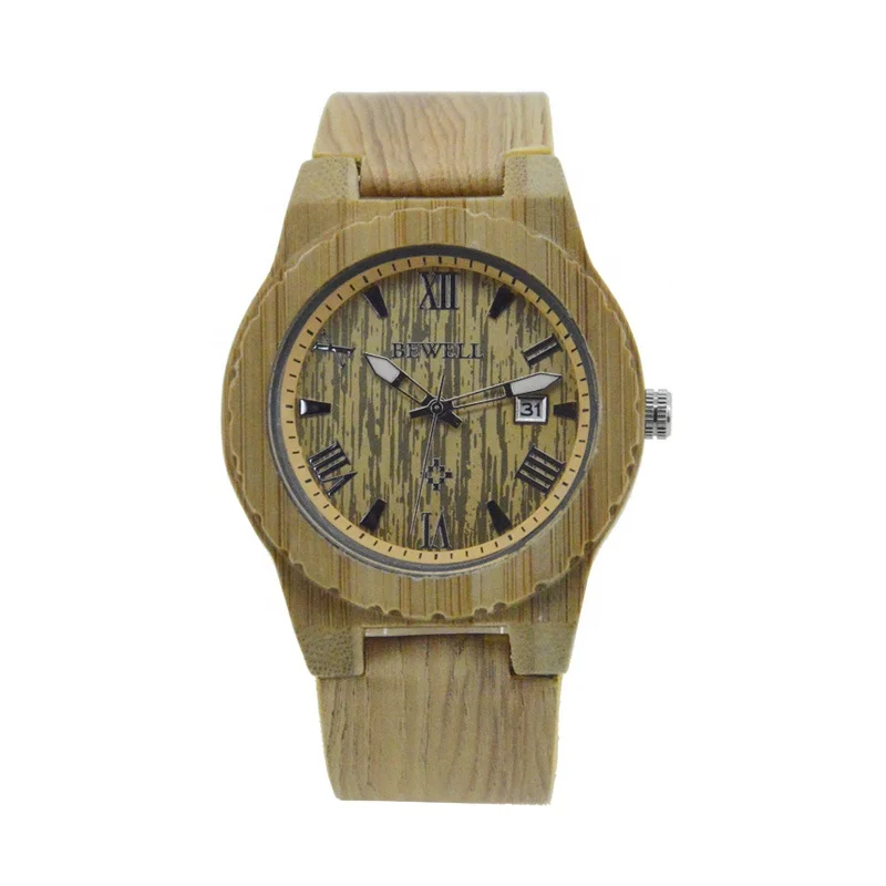 

Discount sale man fashion hand leather wooden bamboo watch case wood watches with leather strap