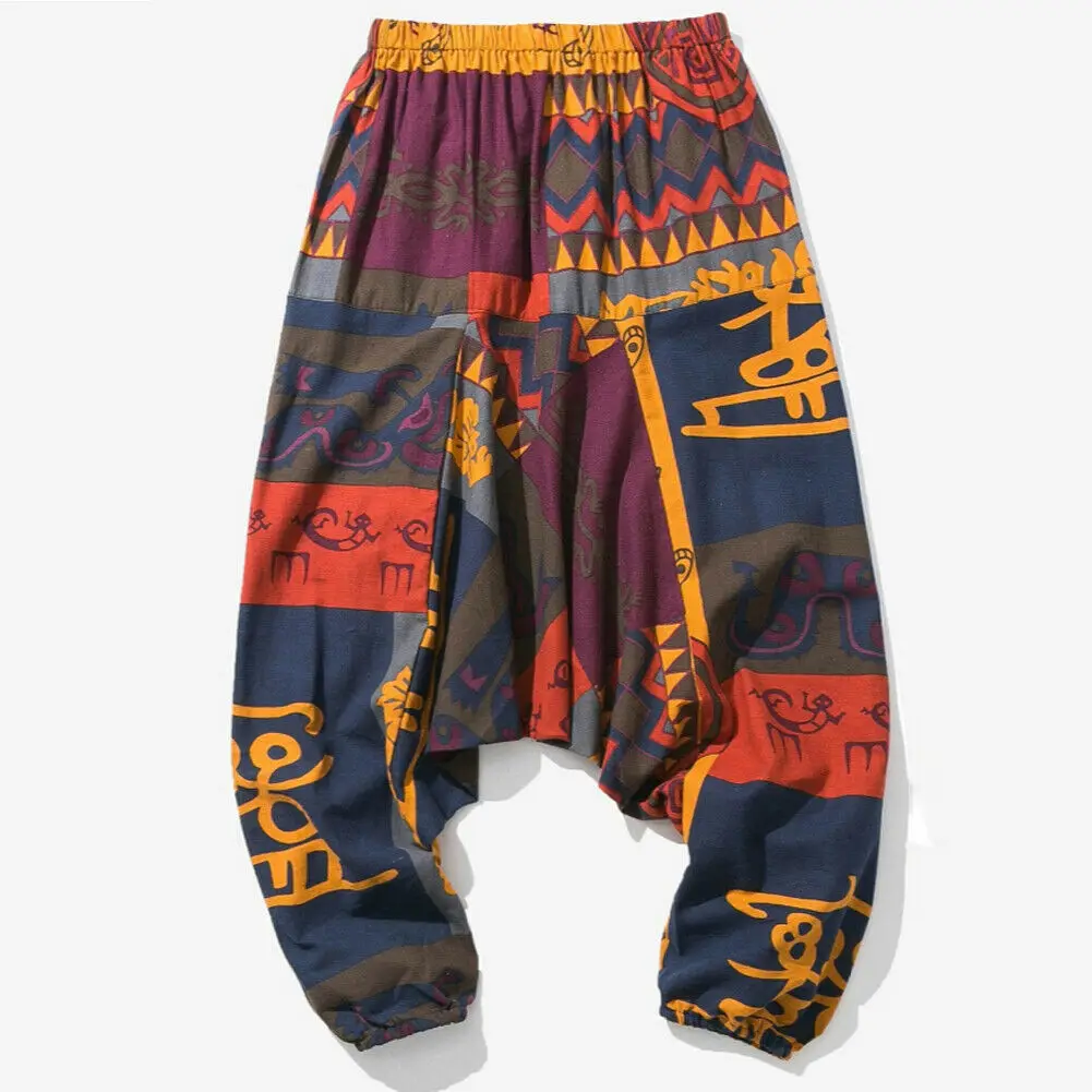 Jmwss QD Mens Hippie Baggy Boho Aladin Trousers Cotton Harem Yoga Pants