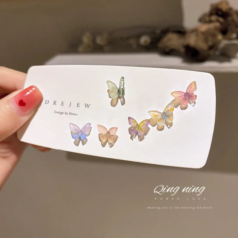 

trendy fashion women multi color resin butterfly earring set