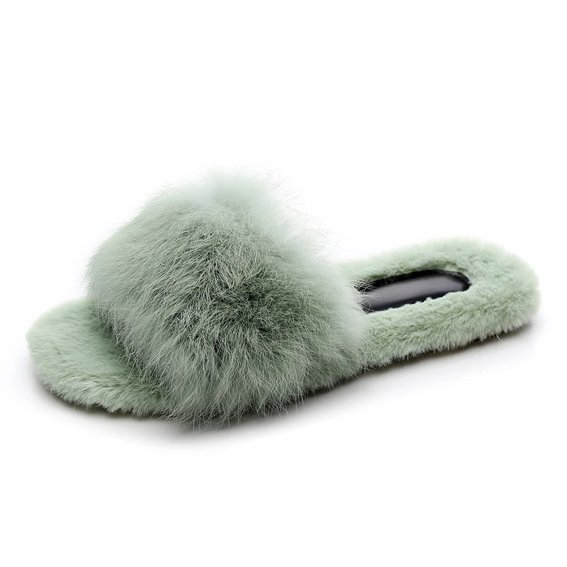 

2020 Fashion Real Fur Fox Fur Slippers shoes sandals custom outdoor and indoor slippers women, As your request