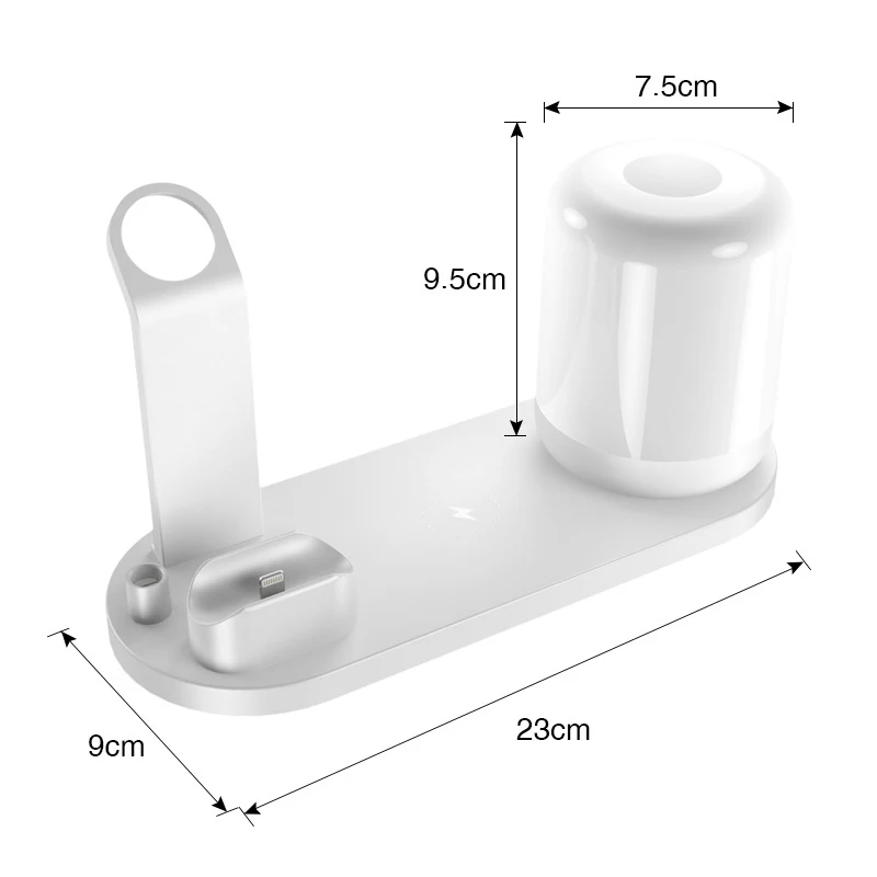 

top selling products 2021 Multifunctional 5 in 1 Wireless phone charger With Led Lamp, White/black/pink