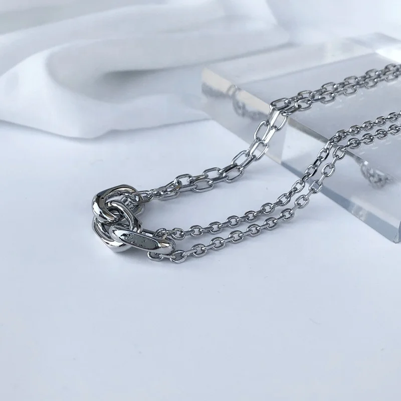 

Multi-ring double-layer clavicle necklace vintage high quality ladies necklace jewelry, Gold/silver