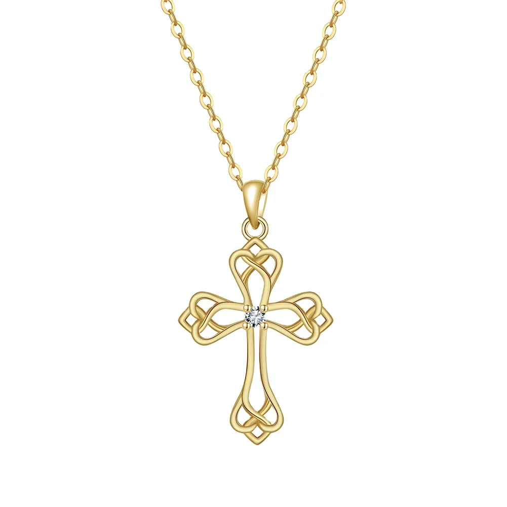 RINNTIN SAPN42 Minimalist Hollow Trend Best Religious Cross 925 Sterling Silver Christian Pendants Fine Jewelry Necklaces