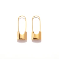 

Unique Design Gold Lock Hoop Earrings for Women Small Safety Pin Earrings Hoops Long Bar Minimal Jewelry 2019 Trendy