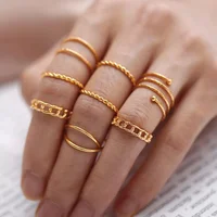 

Women Latest Designs Jewelry Gold Boho Knuckle Tail Thin Midi Finger Ring 8Pcs Set for Girls KAR168