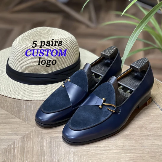 

custom logo luxury Italian handmade genuine leather slip on loafer business formal oxford dress shoes for men