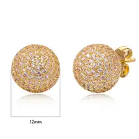 

18K Gold Plated HipHop Iced Out CZ Stone Round Shape Mens Earrings