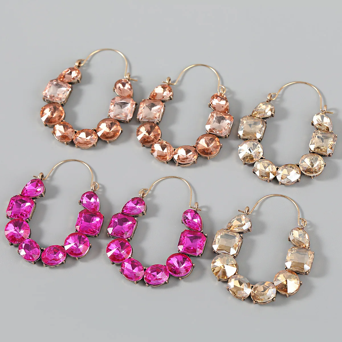 

Boutique claw chain alloy earrings diamond-studded geometric glass earrings fashion female catwalk earrings