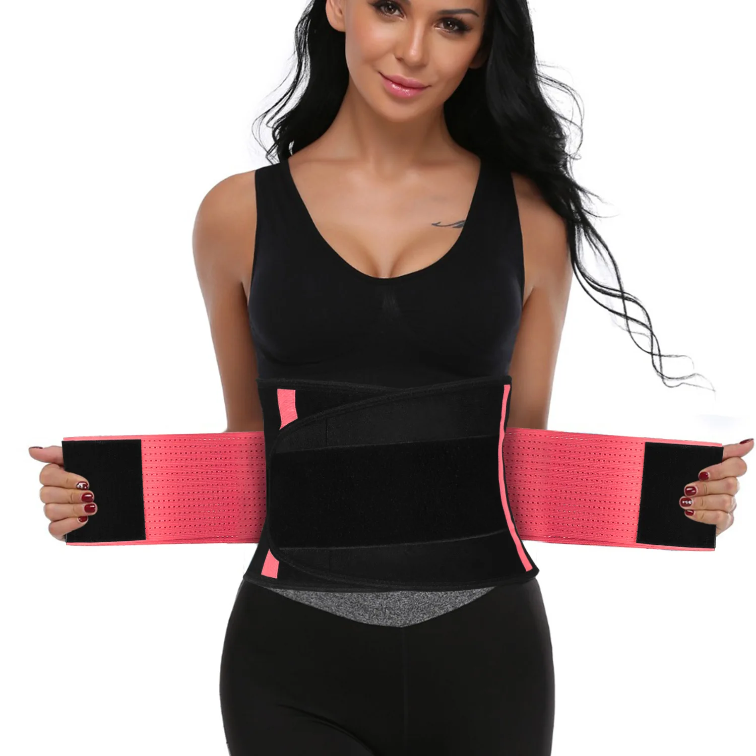 

Adjustable Neoprene Waist Protection Wrap Band Back Lumbar Support Brace Sweet Women Stomach Sweat Waist Trainer Trimmer Belt, Black,red,yellow,pink,blue