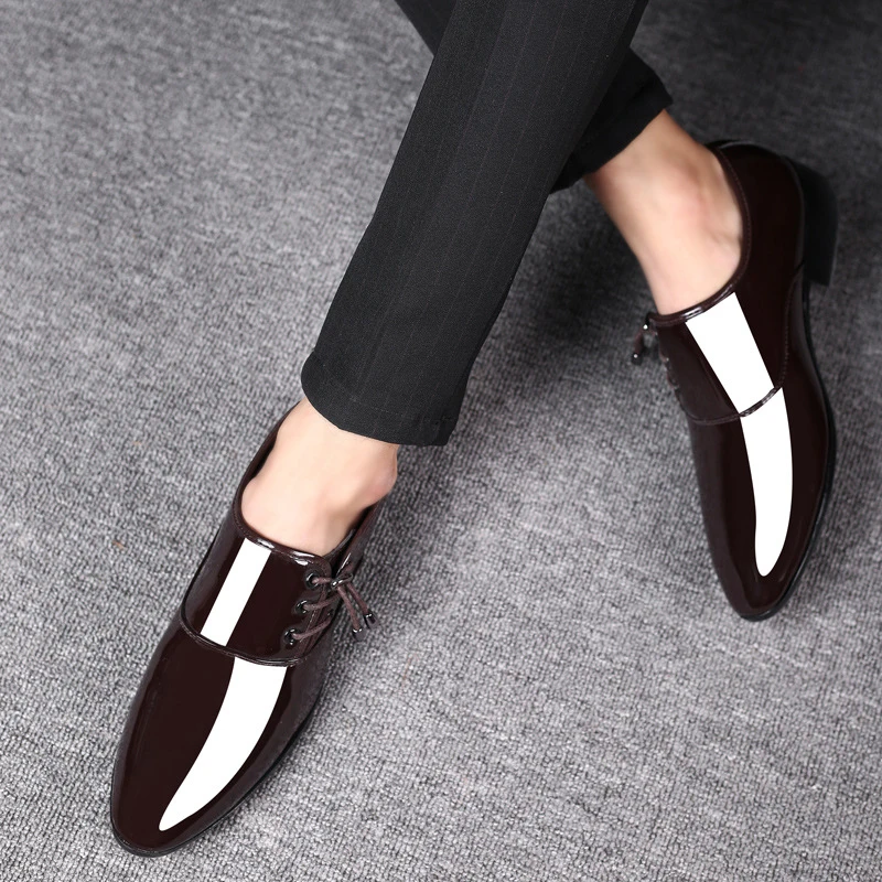 

ZZ05 New Pointed Leather Shoes Business Dress Shoes Men'S Bright Face Men Leather Shoes, As picture or custom
