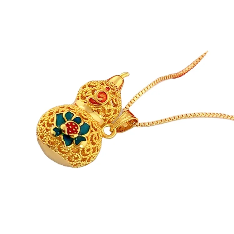 

HD0245 Gold Lotus Fish Pendant Brass Gold Plated 3D Paint Epoxy Gourd Pendant Girl 18K Gold Plated Necklace