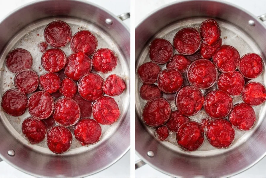 Step-by-step canning process for raspberry pepper preserves showing jars in water bath