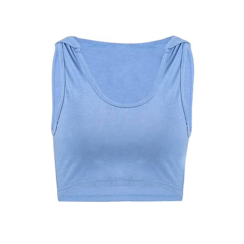 

Women Yoga Tank Top with Hoodies Back Hollow Out Crop Top