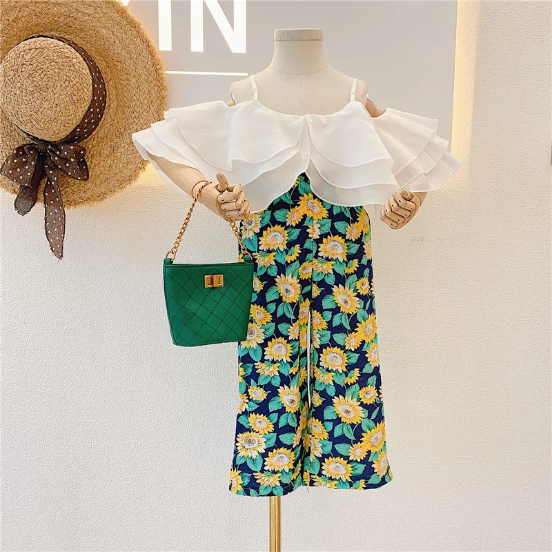 

Hot sale products kids clothing summer clothing sets girl princess baby dresses, Green