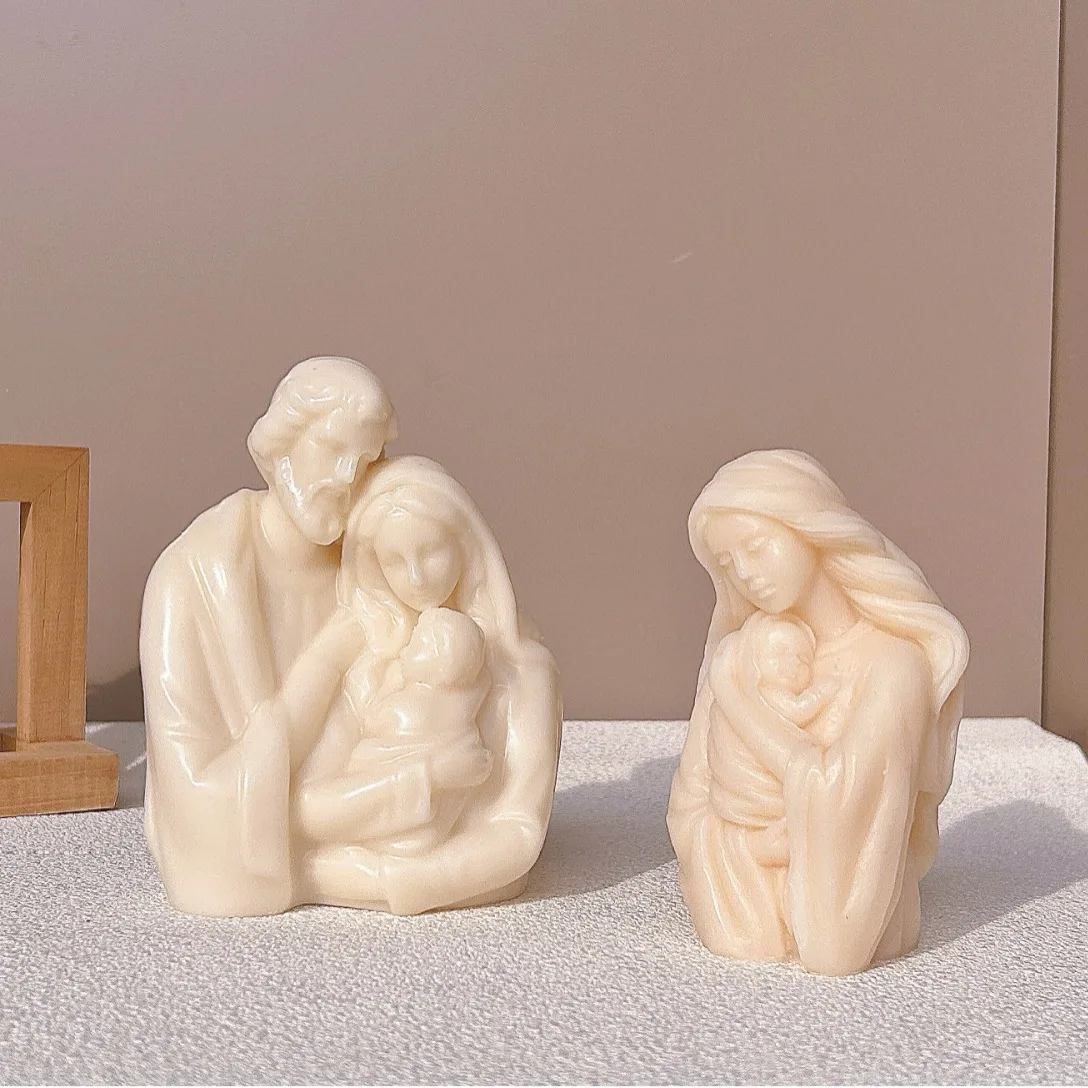 Jesus Candle Silicone Mold DIY Jesus Virgin Silicone Mold Gypsum Mold Decoration Platform