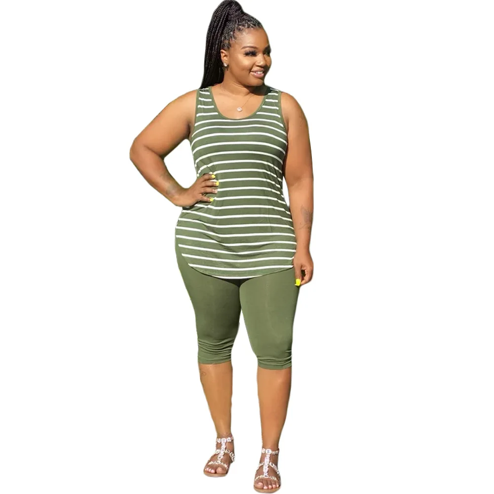 

2021 Summer Wholesale Crewneck Plus Size Sexy Lounge Fashion Striped Print Made Up Casual Short Sets Women Two Piece Outfits, 12 colors