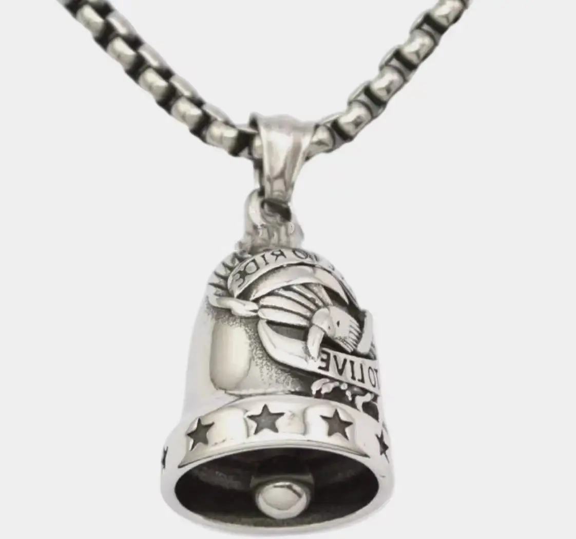 

Men's silver 316L stainless steel pendant ride to live Eagle bell Pendant Jewelry