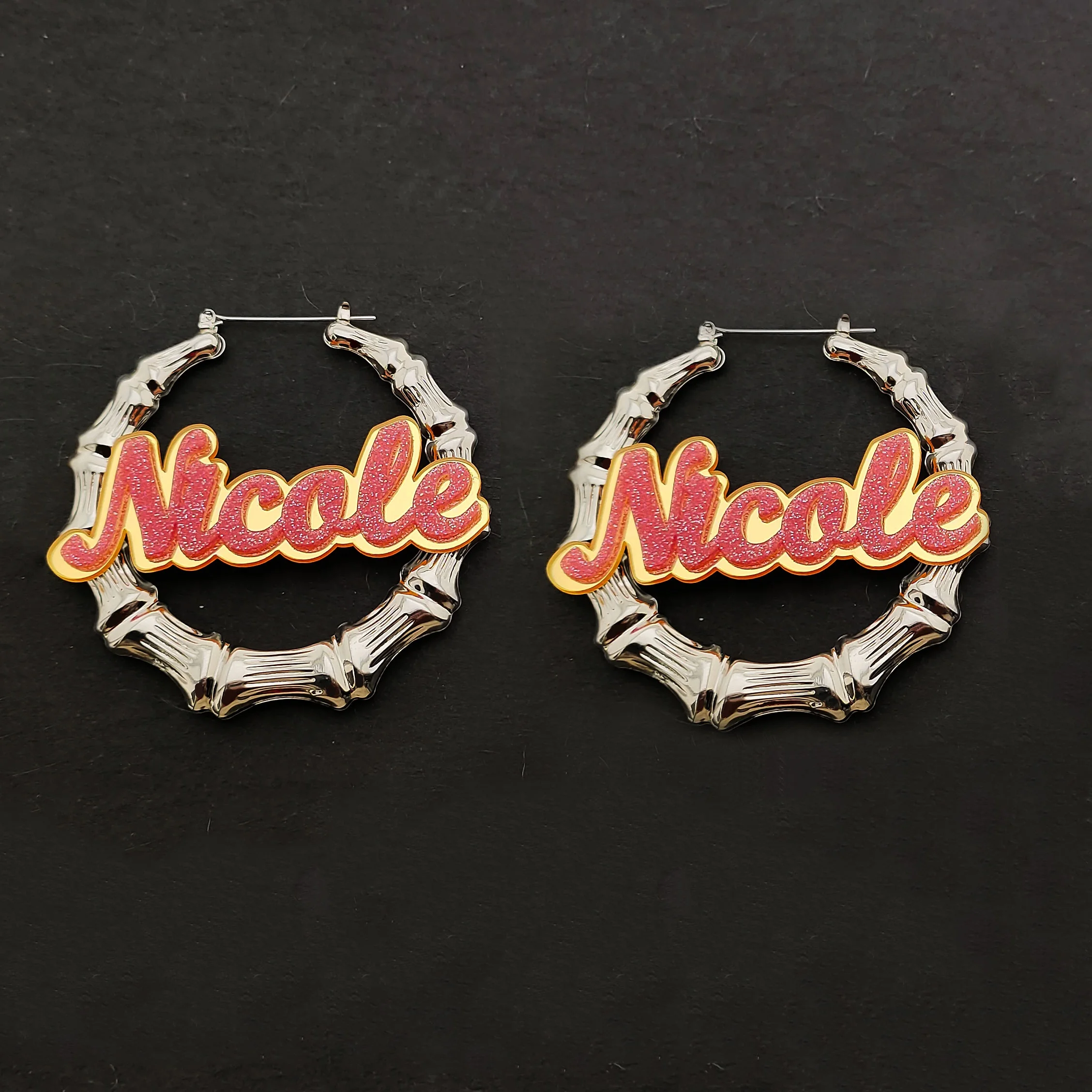 

Factory Direct Sale Earrings Custom Name Acrylic Fashion Earrings Custom Name Earring