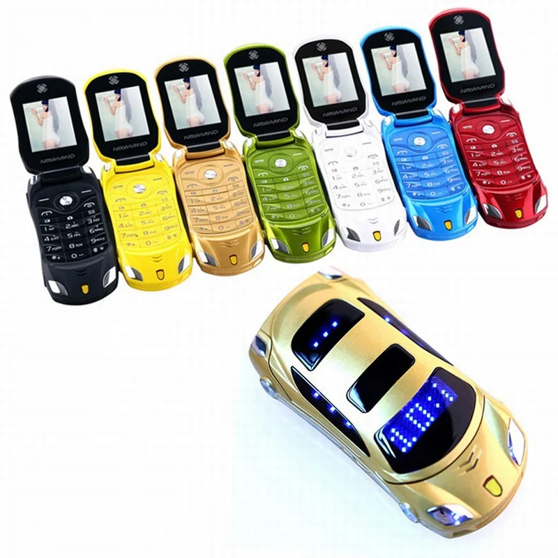 

Newmind F15 Flip Small Cellphone MP3 MP4 FM Radio SMS MMS Camera Flashlight Dual SIM Cards Car model Mini Mobile Phone