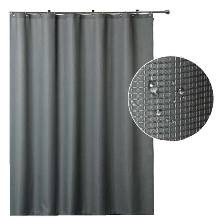 

Heavy Duty Waffle Grey Fabric Shower Curtain for Hotel and Bathroom, Gray