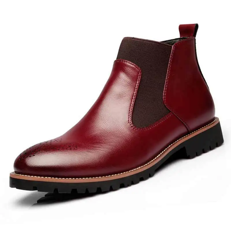 

sh10352a Brown color mens boots fashion large size 46 ankle boot for man