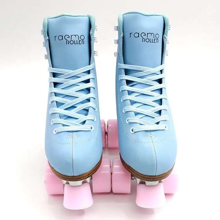 

Professional custom 4 wheels double row skating toe stop wholesale quad pink roller skate shoes for adults