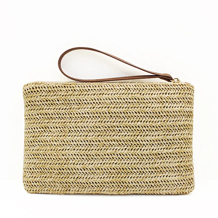 

Summer Simple Beach Handbags Wristlet Mobile Straw Coin Purses Money Bag, Customizable