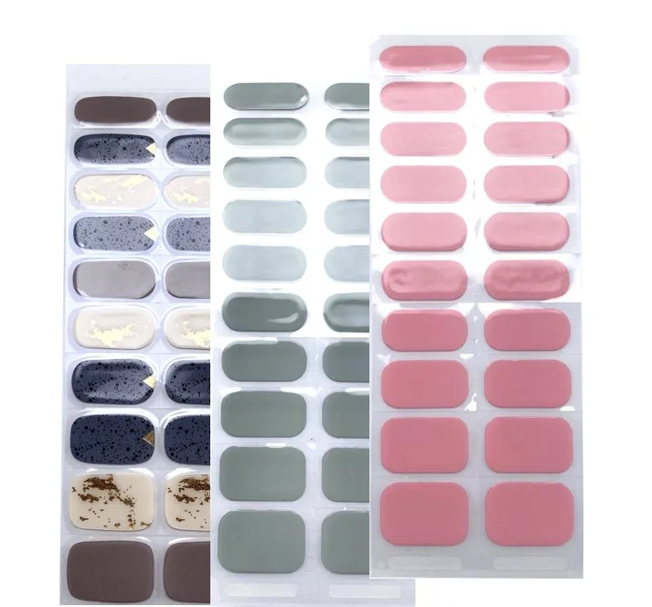 

QY Semi Cured Gel Nail Strips Nude Colors Nail Polish Wraps Wraps