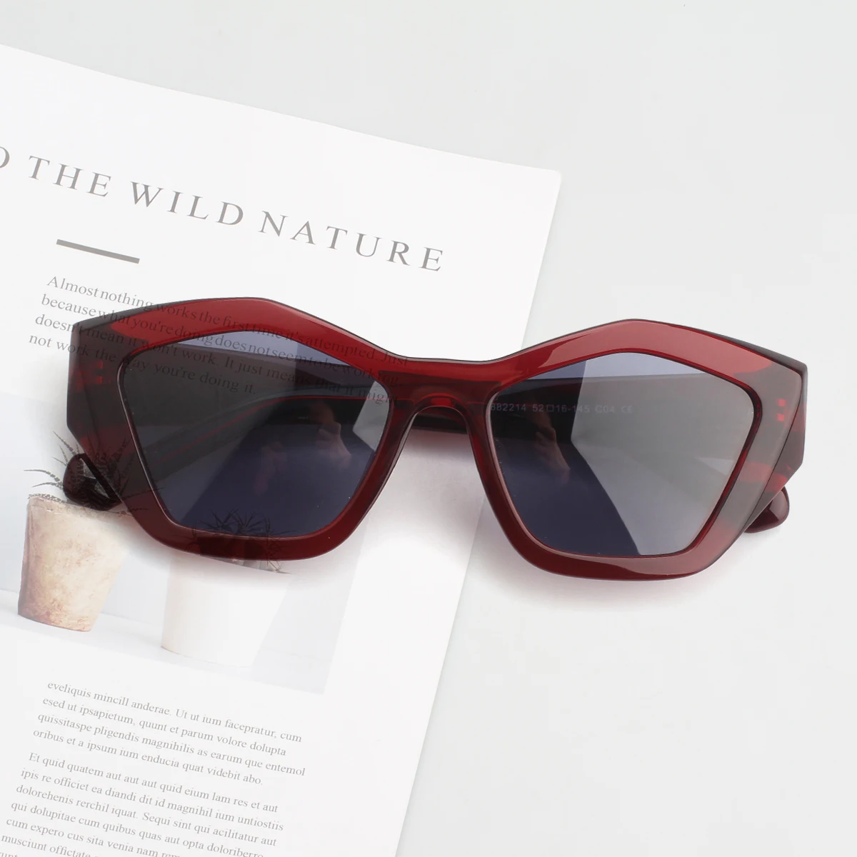 

2022 New Arrival High Quality Fashion Irregular Red Frame Sun Glasses UV400 Outdoor Travel Acetate Sunglasses
